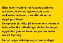 Efter hver flyver bliver et stykke papir til mekanikeren udfyldt…