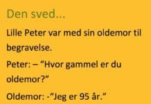 Lille Peter var med oldemor til begravelse…