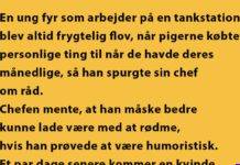 En ung fyr arbejder på en tankstation, men bliver flov når pigerne køber..