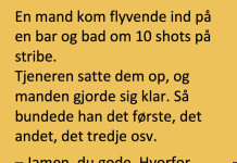 En mand kommer flyvende ind pĂĄ en bar…